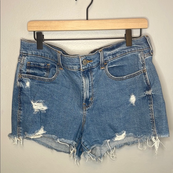 Distressed Blue Denim Shorts - Picture 1 of 3